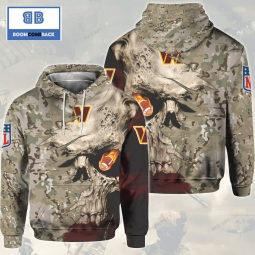 NFL Washington Commanders Camouflage Skull 3D Hoodie