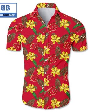 NHL Calgary Flames Tropical Flower Hawaiian Shirt