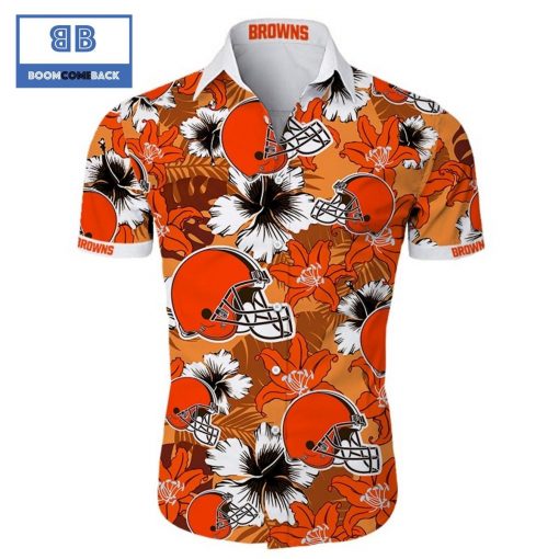 NHL Cleveland Browns Tropical Flower Hawaiian Shirt