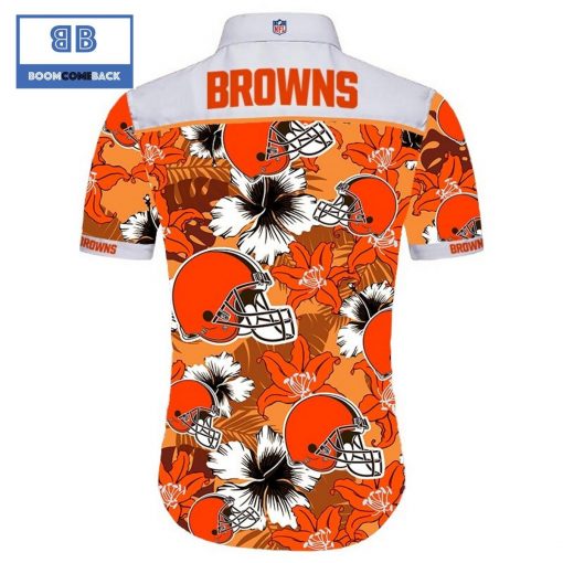 NHL Cleveland Browns Tropical Flower Hawaiian Shirt