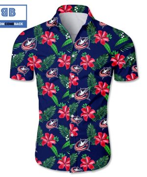 NHL Columbus Blue Tropical Flower Hawaiian Shirt