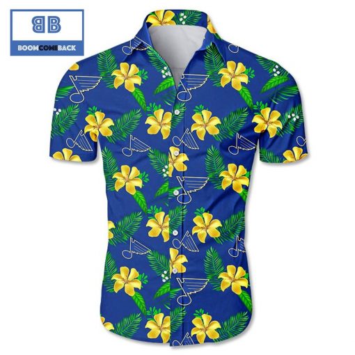 NHL St Louis Blues Tropical Flower Hawaiian Shirt