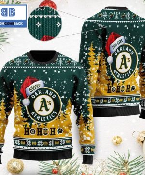 Oakland Athletics Santa Claus Hat Ho Ho Ho 3D Custom Name Ugly Christmas Sweater