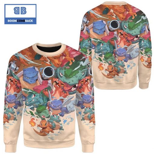 Old School Pokemon Anime Christmas 3D Sweatshirt