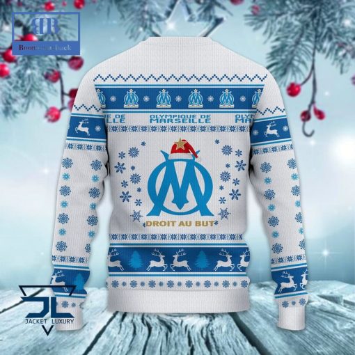 Olympique de Marseille Santa Hat Ugly Christmas Sweater