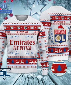 Olympique Lyonnais Santa Hat Ugly Christmas Sweater