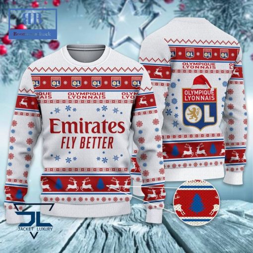 Olympique Lyonnais Santa Hat Ugly Christmas Sweater