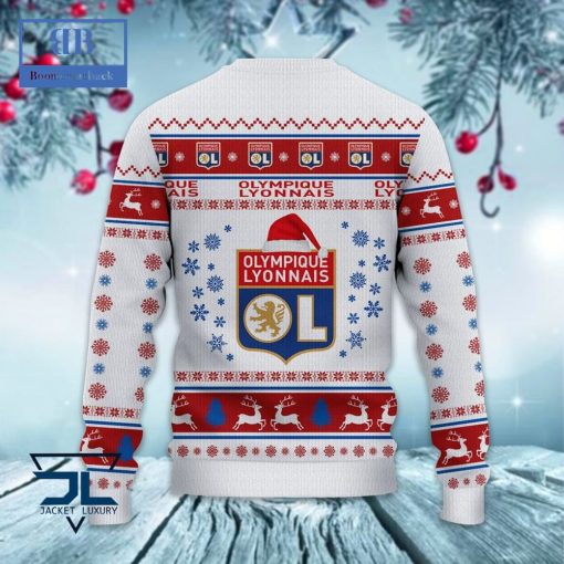 Olympique Lyonnais Santa Hat Ugly Christmas Sweater