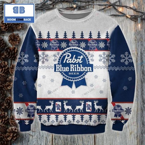 Pabst Blue Ribbon Beer Christmas Ugly Sweater