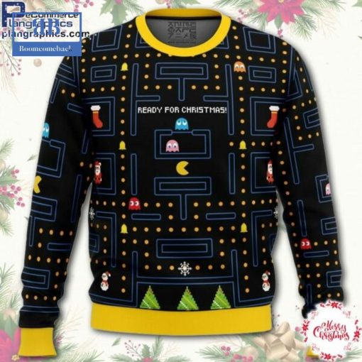 Pac-Man Ready For Christmas Ugly Christmas Sweater