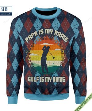 Papa Is My Name Golf Is My Game Ugly Christmas Sweater