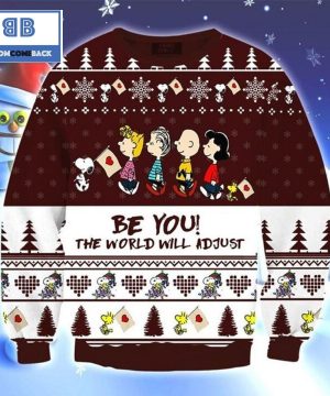 Peanuts Cartoon Be you The World Will Adjust Long Sleeve Sweater