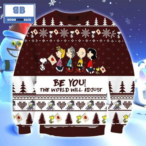 Peanuts Cartoon Be you The World Will Adjust Long Sleeve Sweater