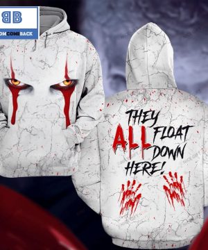 Pennywise IT Movie They All Float Down Here Halloween 3D Hoodie