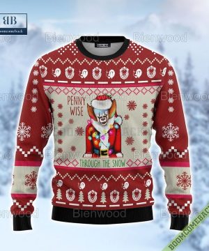 pennywise through the snow christmas halloween 2022 ugly sweater 5 miB7R