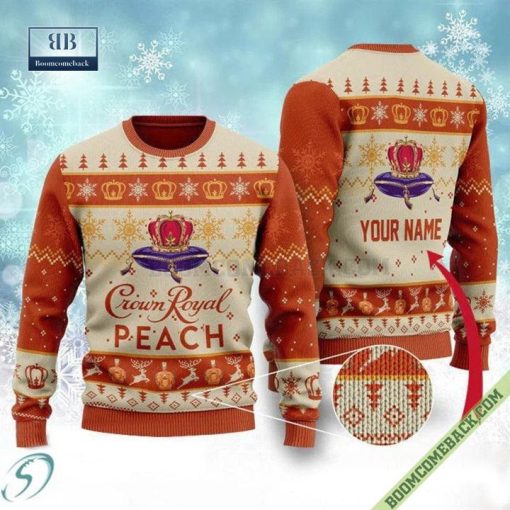 Personalized Crown Royal Peach Ugly Christmas Sweater