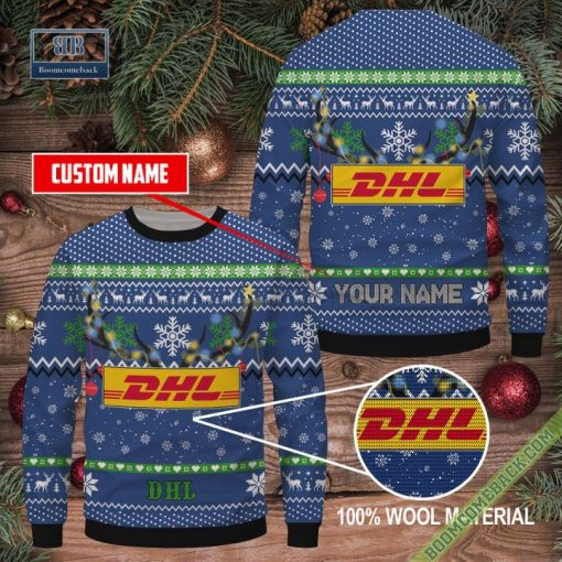 Personalized DHL Logo Christmas Ugly Sweater