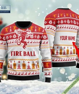 Personalized Fireball Whiskey Spirit Christmas Ugly Sweater