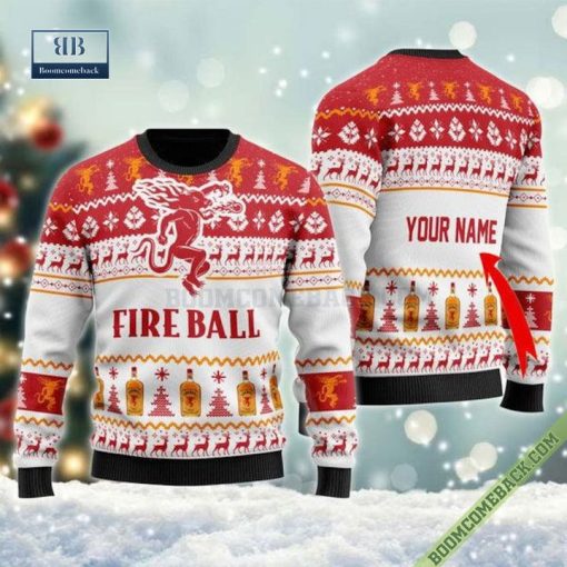 Personalized Fireball Whiskey Spirit Christmas Ugly Sweater