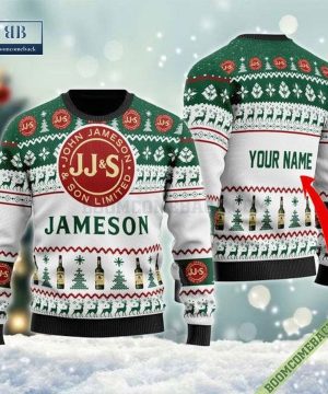 Personalized Jameson Irish Whiskey White Christmas Sweater