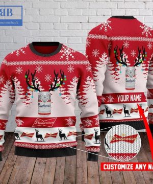 Personalized Name Budweiser Ver 3 Ugly Christmas Sweater