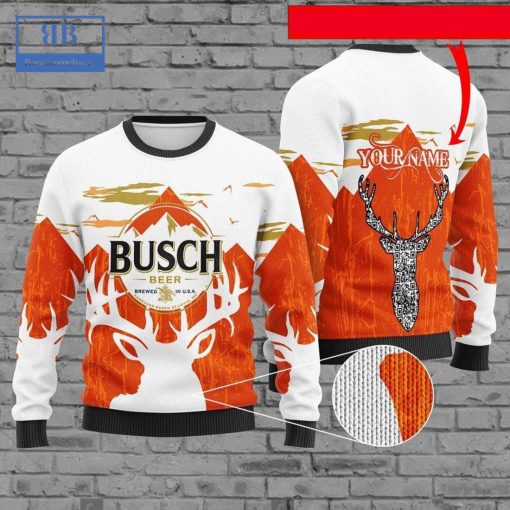 Personalized Name Busch Beer Ugly Christmas Sweater