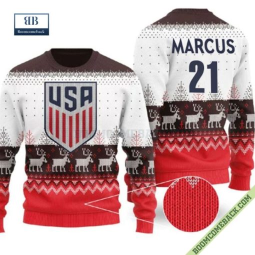 Personalized USA Soccer Ugly Christmas Sweater