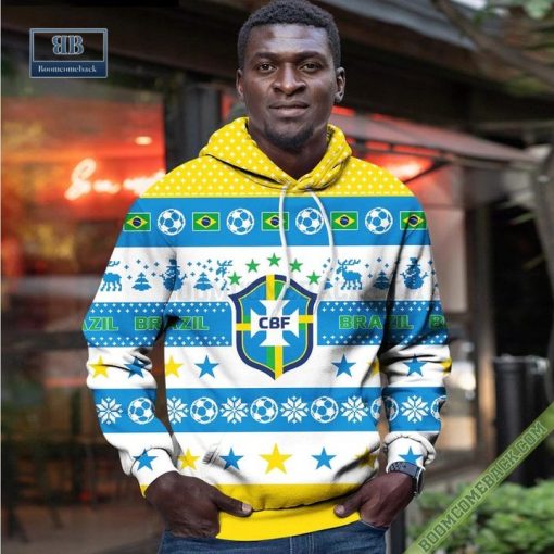 Personalized World Cup 2022 Brazil Soccer Ugly Christmas 3D Sweater