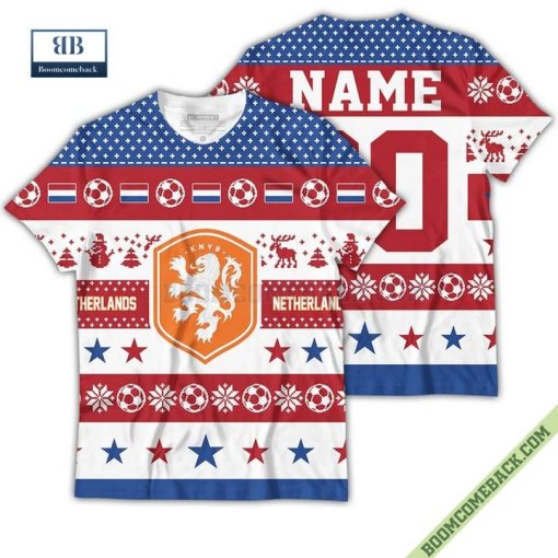 Personalized World Cup 2022 Netherlands Soccer Ugly Christmas 3D Sweater Hoodie T-Shirt