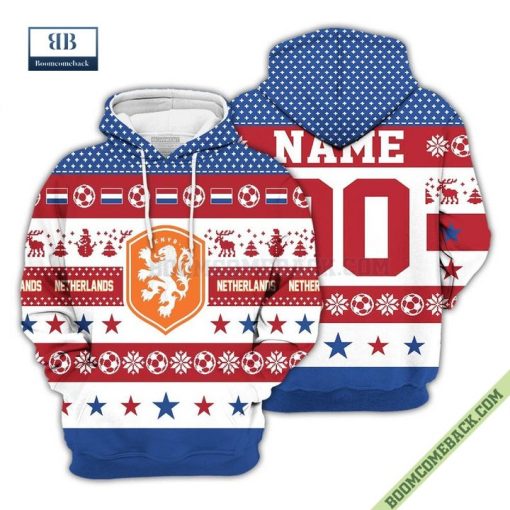 Personalized World Cup 2022 Netherlands Soccer Ugly Christmas 3D Sweater Hoodie T-Shirt