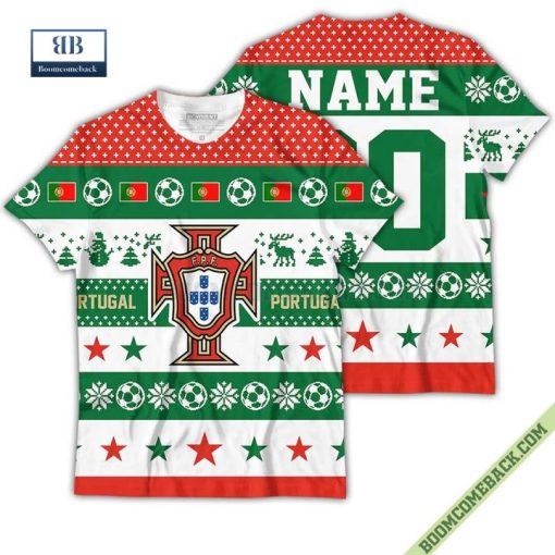 Personalized World Cup 2022 Portugal Soccer Ugly Christmas 3D Sweater