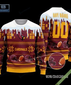 Pesonalized Arizona Cardinals Snow Custom Name And Number Ugly Christmas Sweater