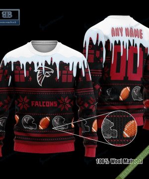 Pesonalized Atlanta Falcons Snow Custom Name And Number Ugly Christmas Sweater