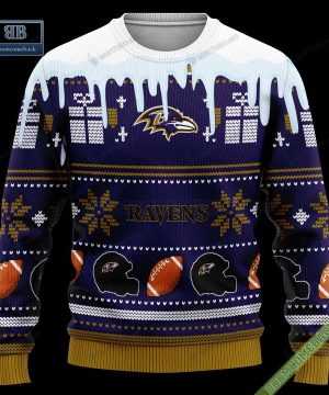 Pesonalized Baltimore Ravens Snow Custom Name And Number Ugly Christmas Sweater