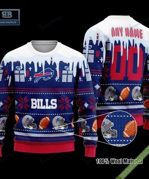 Pesonalized Buffalo Bills Snow Custom Name And Number Ugly Christmas Sweater