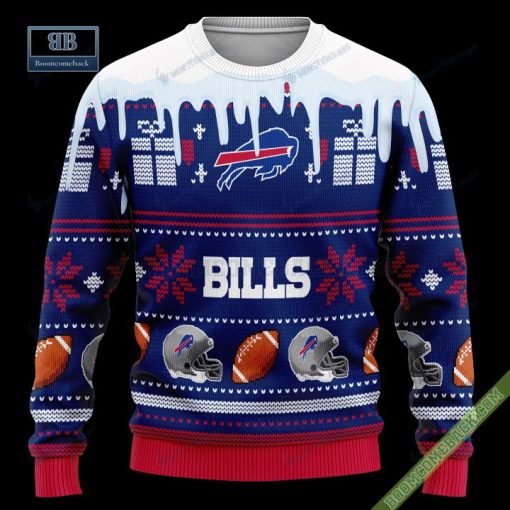 Pesonalized Buffalo Bills Snow Custom Name And Number Ugly Christmas Sweater