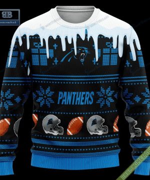 pesonalized carolina panthers snow custom name and number ugly christmas sweater 3 NcBWP