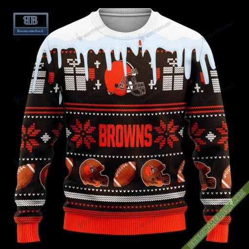 Pesonalized Cleveland Browns Snow Custom Name And Number Ugly Christmas Sweater