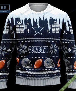 Pesonalized Dallas Cowboys Snow Custom Name And Number Ugly Christmas Sweater