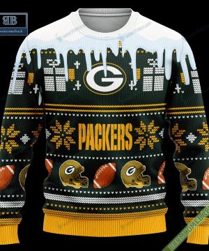 Pesonalized Green Bay Packers Snow Custom Name And Number Ugly Christmas Sweater