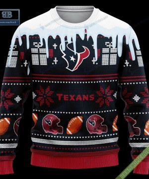 Pesonalized Houston Texans Snow Custom Name And Number Ugly Christmas Sweater