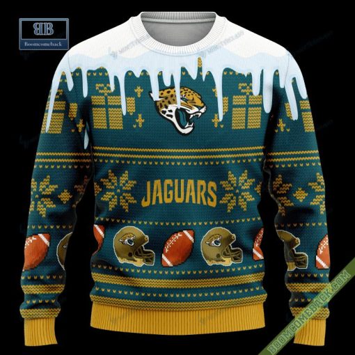 Pesonalized Jacksonville Jaguars Snow Custom Name And Number Ugly Christmas Sweater