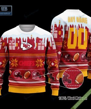 Pesonalized Kansas City Chiefs Snow Custom Name And Number Ugly Christmas Sweater