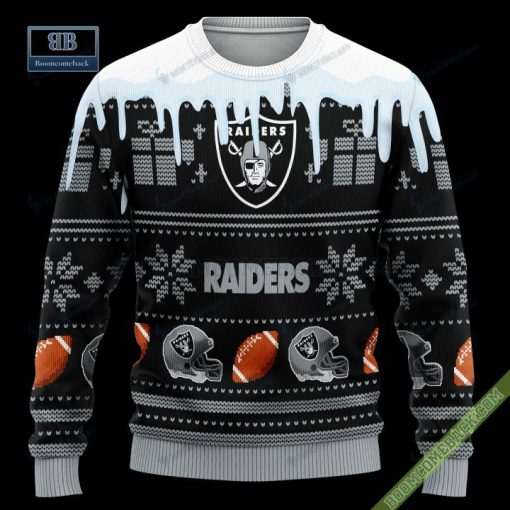 Pesonalized Las Vegas Raiders Snow Custom Name And Number Ugly Christmas Sweater