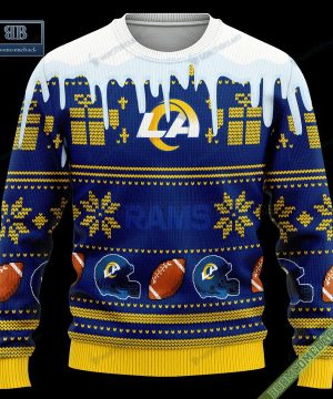 Pesonalized Los Angeles Rams Snow Custom Name And Number Ugly Christmas Sweater