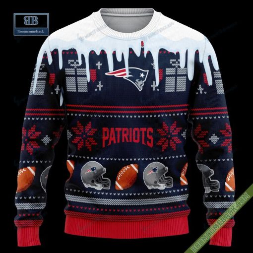 Pesonalized New England Patriots Snow Custom Name And Number Ugly Christmas Sweater