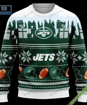 Pesonalized New York Jets Snow Custom Name And Number Ugly Christmas Sweater