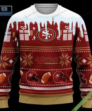 Pesonalized San Francisco 49ers Snow Custom Name And Number Ugly Christmas Sweater