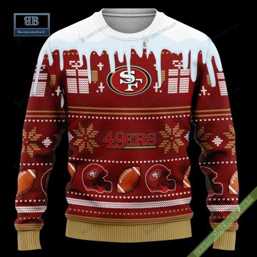 Pesonalized San Francisco 49ers Snow Custom Name And Number Ugly Christmas Sweater