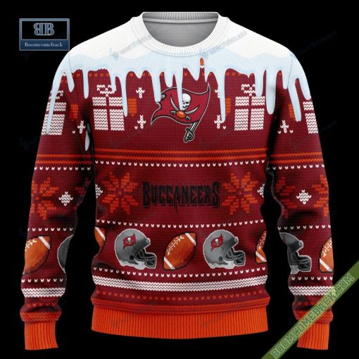 Pesonalized Tampa Bay Buccaneers Snow Custom Name And Number Ugly Christmas Sweater